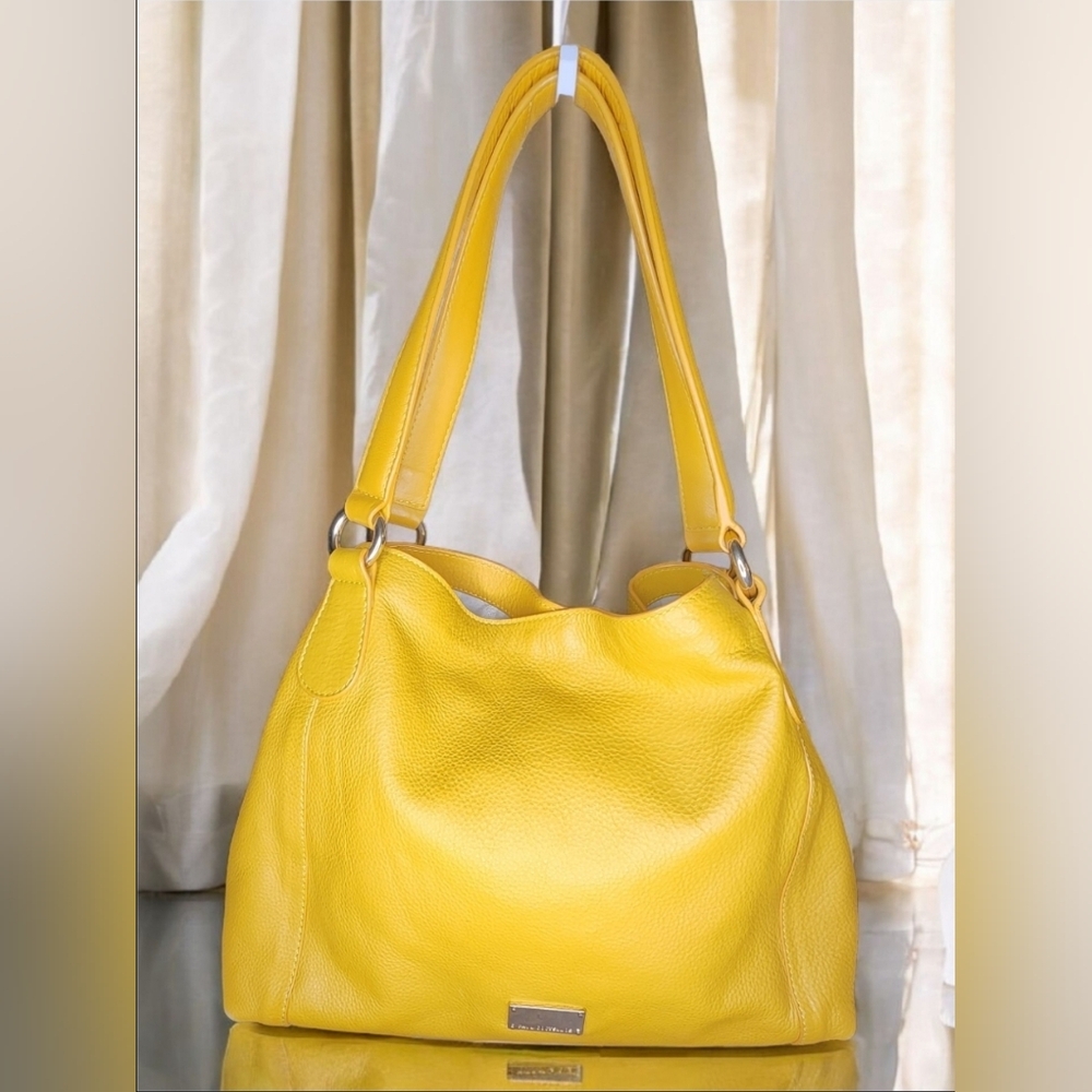 Paul Costelloe Oversized Yellow Leather Shoulder Bag